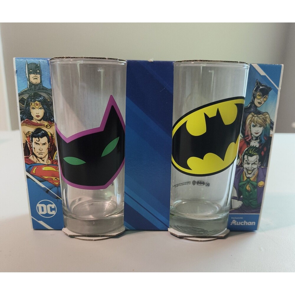 DC Comics Batgirl and Batman 2 Piece Glass Set 9oz Collectible
